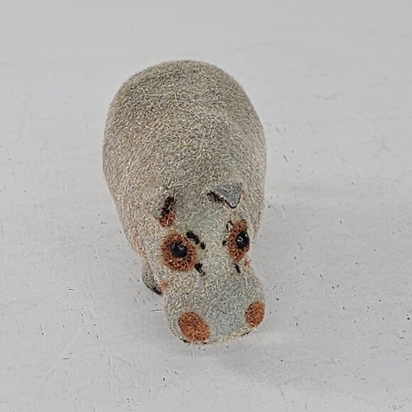 Vintage Wagner Kunstlerschutz Flocked Hippo Handmade West German Felt Figurine - Picture 7 of 8